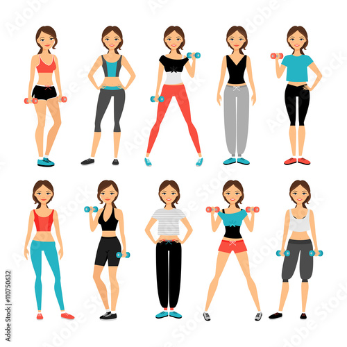 Women in sportswear. Sport outfit young woman vector illustration