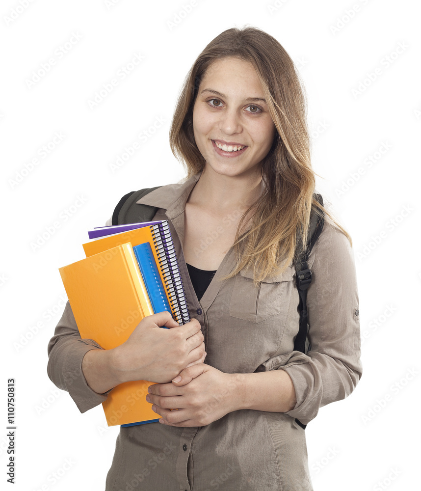 Student girl on isolated background Student girl on isolated background
