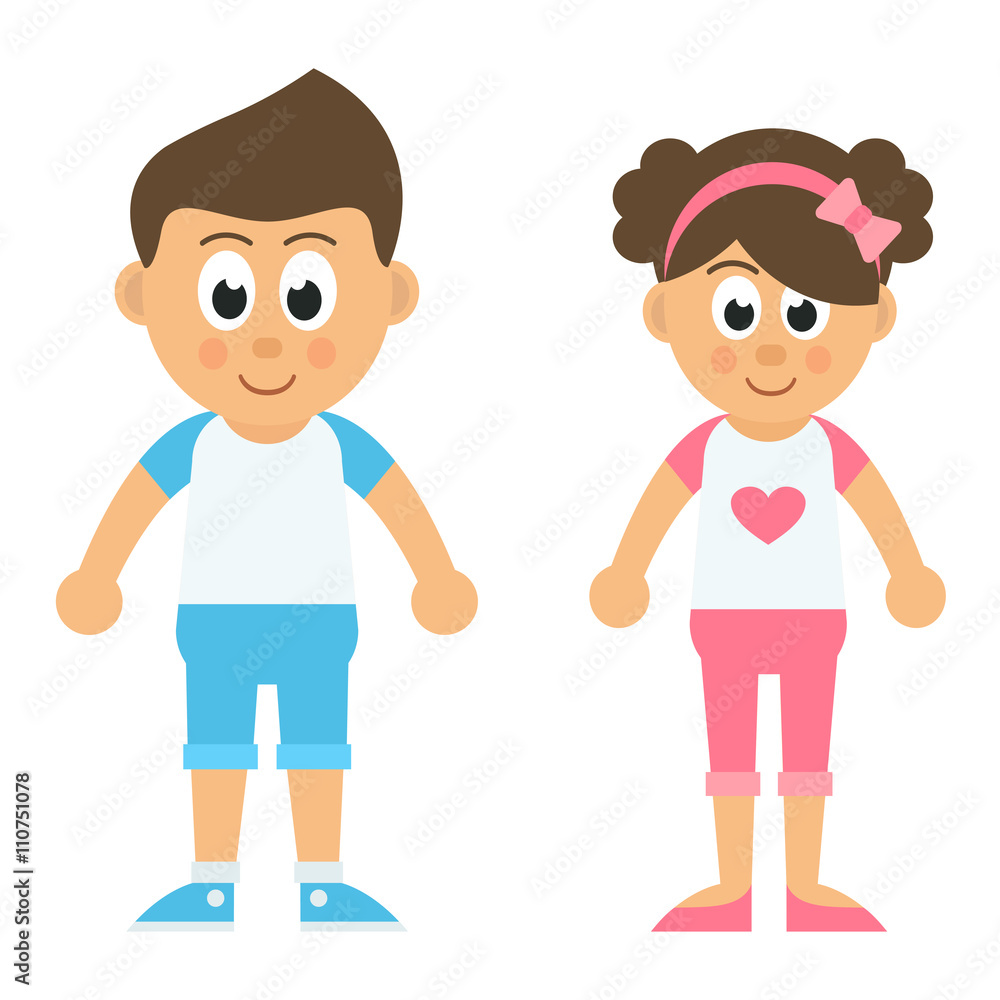 cartoon little boy and girl