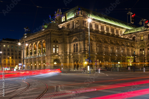 Vienna state opera at night, Vienna, Austria