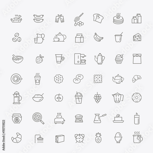 vector outline breakfast icons