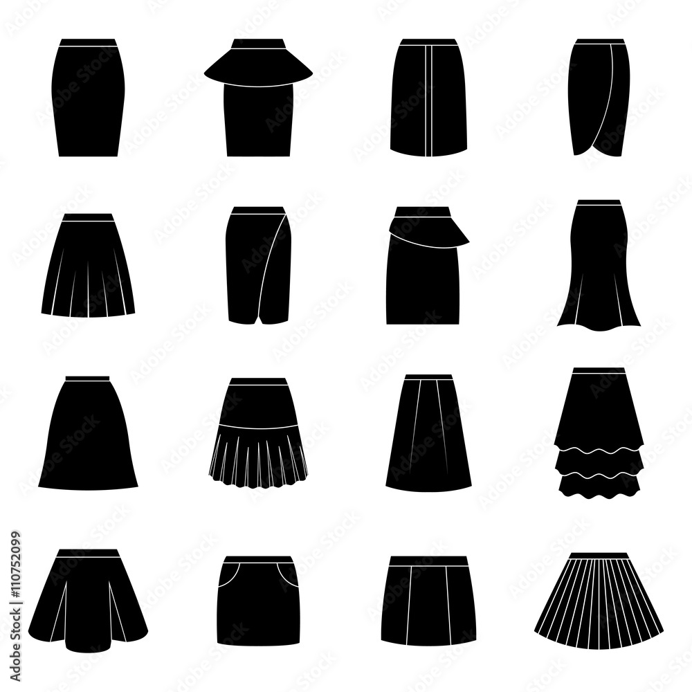 Set of black skirts, vector illustration Set of black skirts, vector illustration