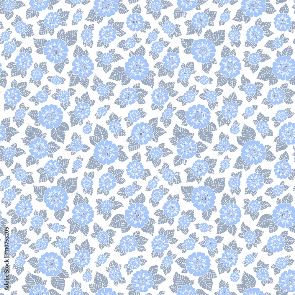 Hand drawn flowers and leaves seamless pattern. Hand drawn flowers and leaves seamless pattern.