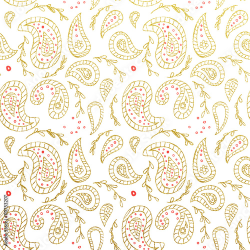 Seamless Paisley golden pattern wallpaper background