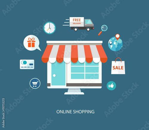 Online shopping flat illustration