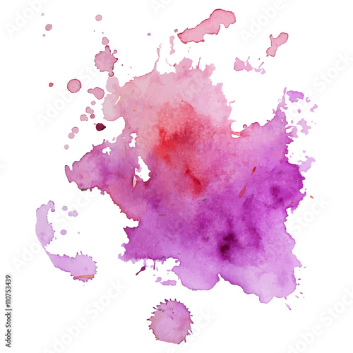 Watercolor spot with droplets, smudges, stains, splashes. Colorful multicolor blot in grunge style. 