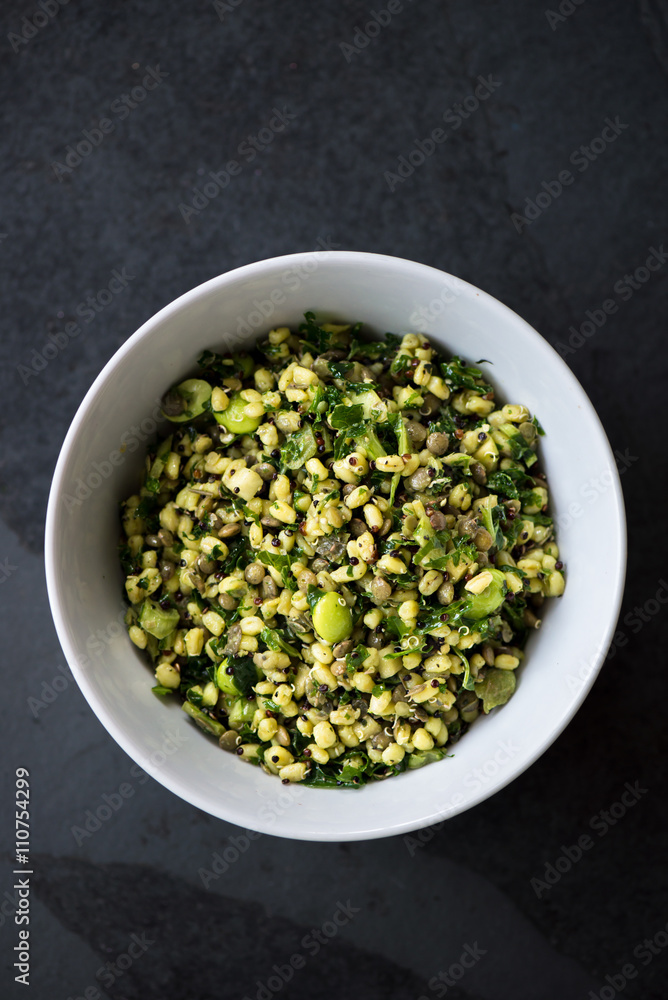 Healthy and Herby Salad with Wheatberries and Green Vegetables Healthy and Herby Salad with Wheatberries and Green Vegetables