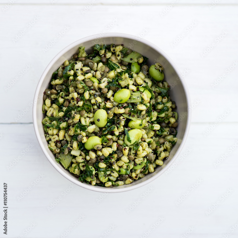 Healthy and Herby Salad with Wheatberries and Green Vegetables Healthy and Herby Salad with Wheatberries and Green Vegetables