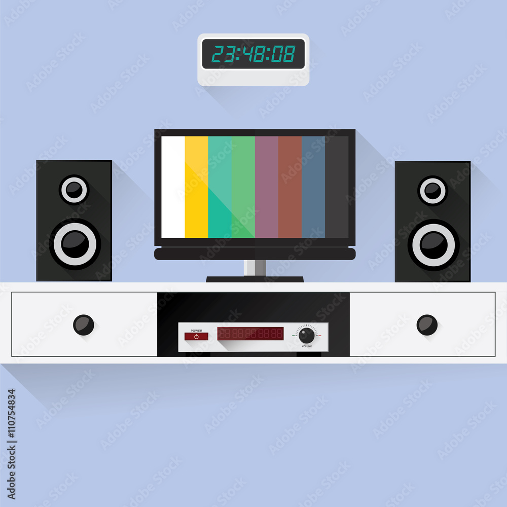 Fototapeta premium Entertainment center with television and speakers