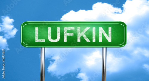 lufkin vintage green road sign with highlights photo