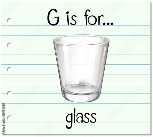 Flashcard letter G is for glass
