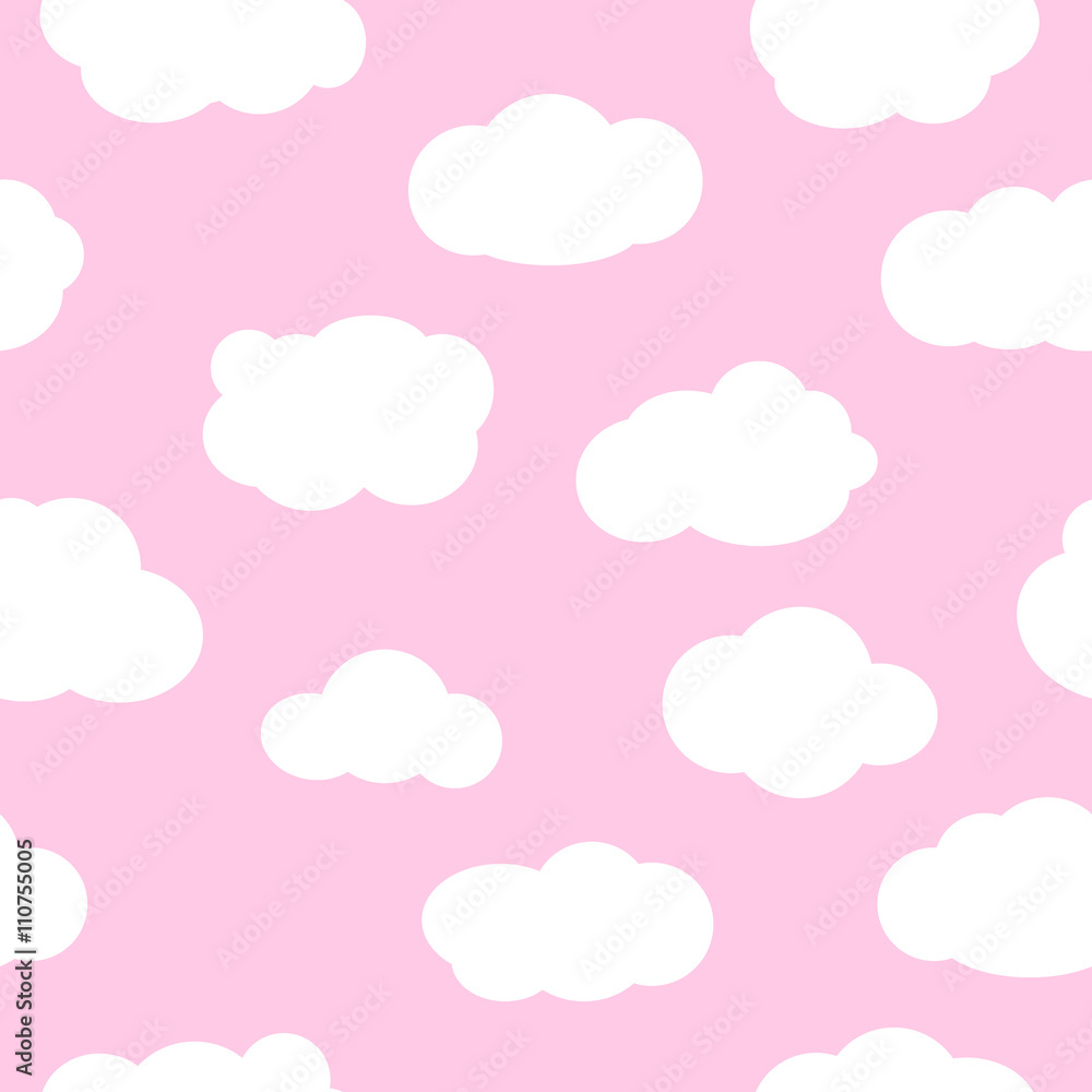 Pink sky with clouds seamless pattern vector.