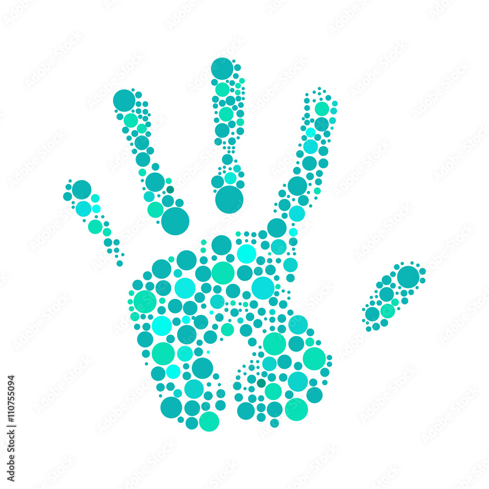 Hand print with heart symbol Hand print with heart symbol