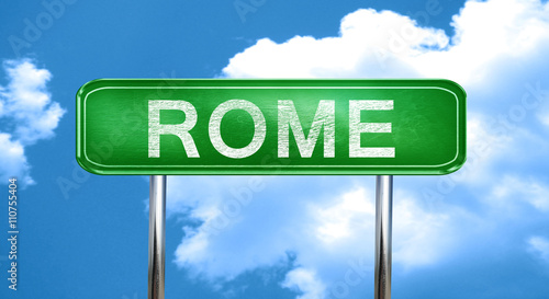 Canvas Print rome vintage green road sign with highlights