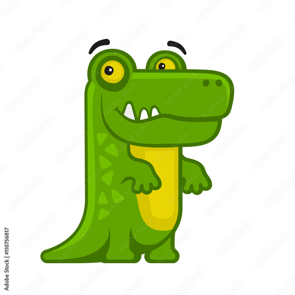 Obraz premium Alligator. Cartoon Style Funny Animal on White Background. Vector