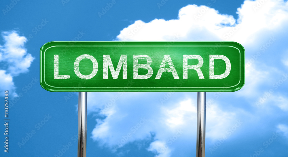 Obraz premium lombard vintage green road sign with highlights