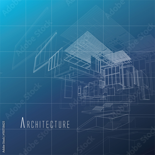 An exploded view of a building