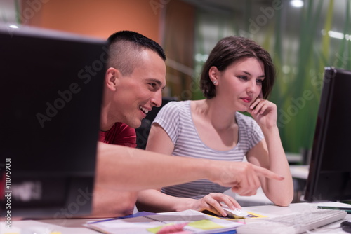 technology students group working in computer lab school class