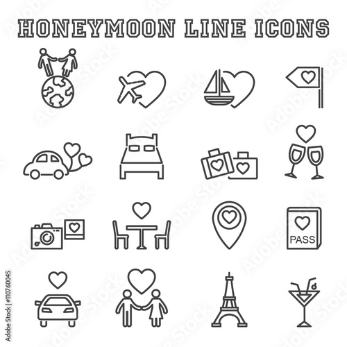 honeymoon line icons