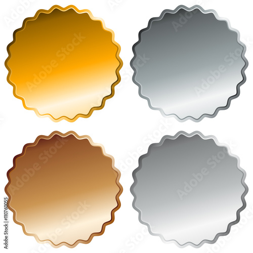 Gold, silver, bronze and platinum badges. Top 4 places. Blank pr