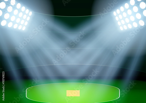 Background for posters night cricket stadium in the spotlight. Vector