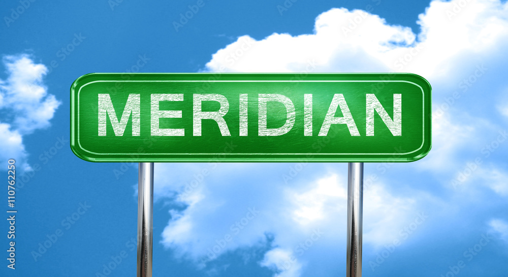 Obraz premium meridan vintage green road sign with highlights