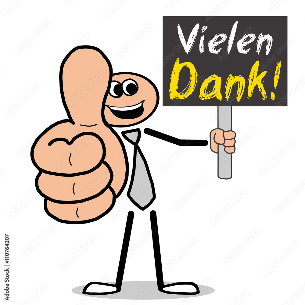 Vielen Dank! Mann hält Daumen hoch Stock Illustration Adobe Stock