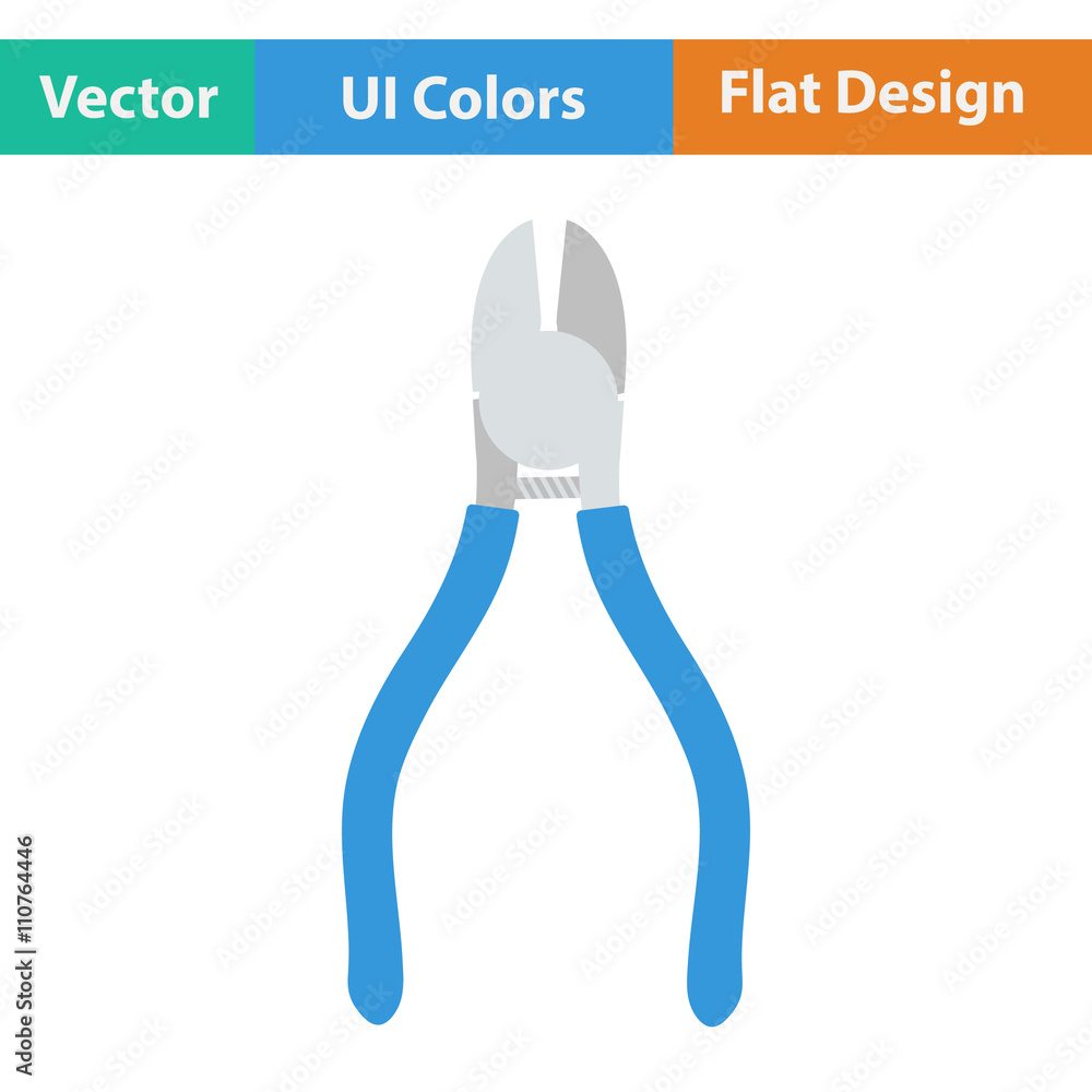 Flat design icon of side cutters Flat design icon of side cutters