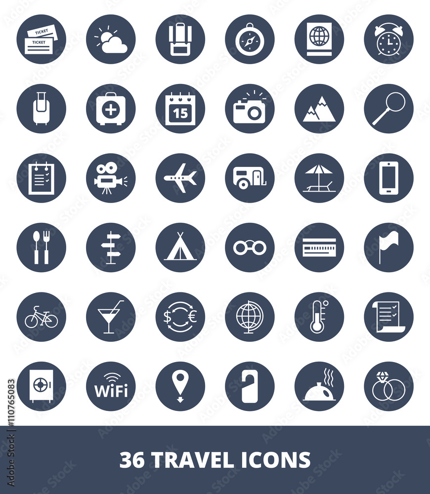 Set of vector web icons Travel and tourism Set of vector web icons Travel and tourism