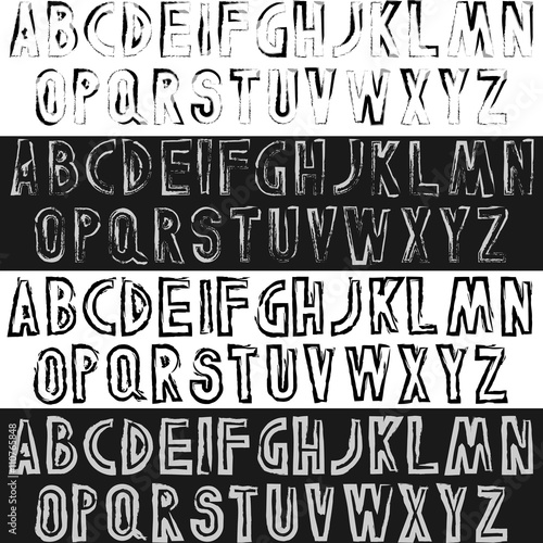 Grunge font letters set