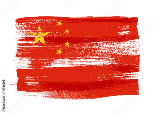 China colorful brush strokes painted flag.