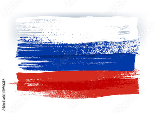 Russia colorful brush strokes painted flag.