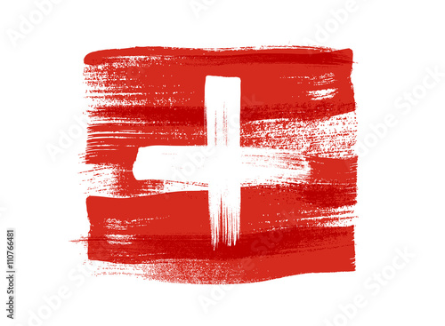 Switzerland colorful brush strokes painted flag.