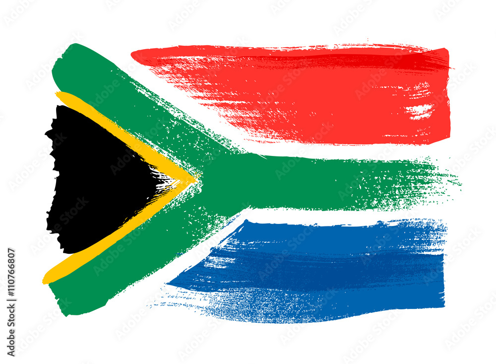 Fototapeta premium Republika Południowej Afryki kolorowe pociągnięcia pędzlem malowane flagi.