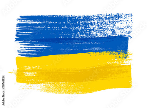 Fotobehang Ukraine colorful brush strokes painted flag.