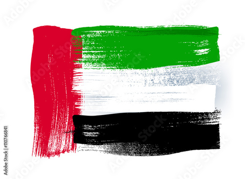 United Arab Emirates colorful brush strokes painted flag.