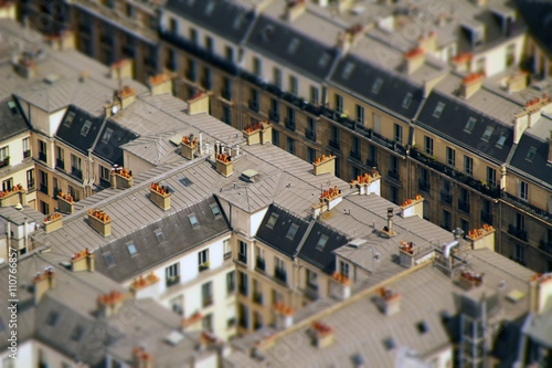 Vue aérienne d'une rue du quartier parisien de Montparnasse photo