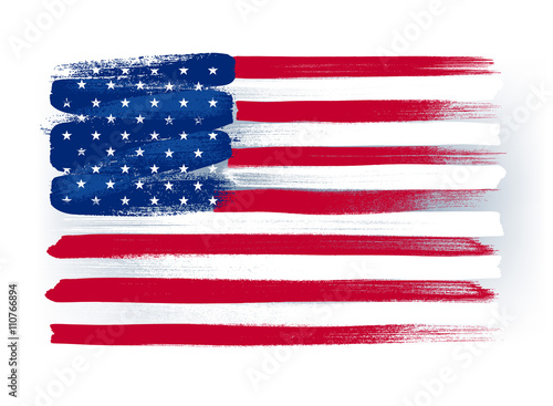 USA American colorful brush strokes painted flag.