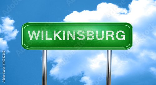 wilkinsburg vintage green road sign with highlights photo