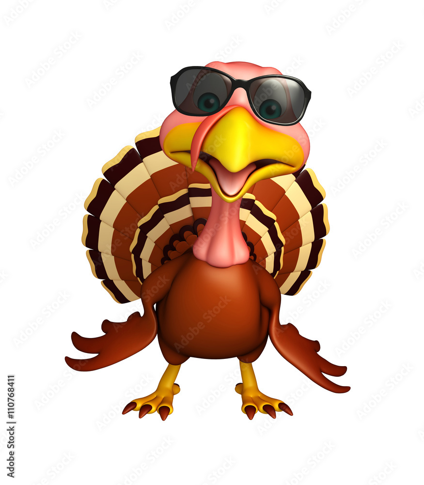 fun Turkey cartoon character with sunglass Stock Illustration | Adobe Stock