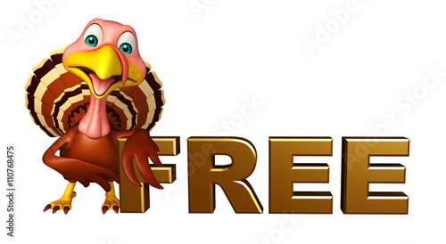 fun Turkey cartoon character with free sign photo