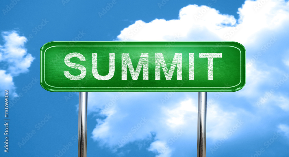 Obraz premium summit vintage green road sign with highlights