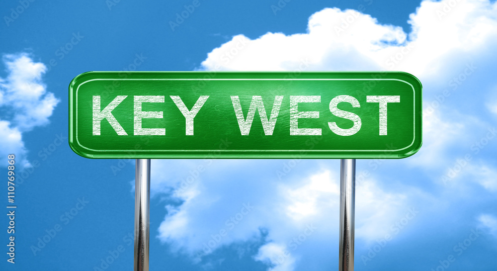 Obraz premium key west vintage green road sign with highlights
