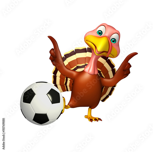 fun Turkey  cartoon character  with football