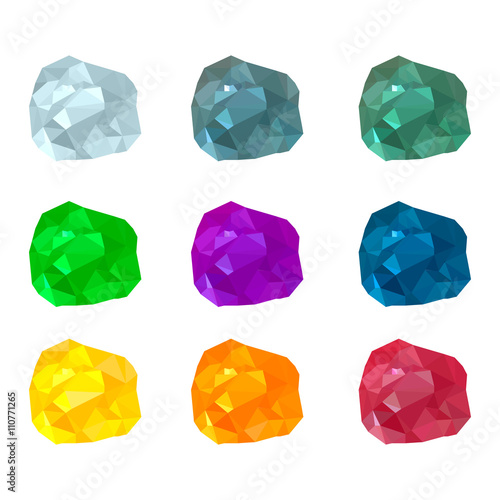 vector illustration. set of multicolored gemstones, crystals of diamond, amethyst, ruby, emerald, Topaz, citrine. Stones