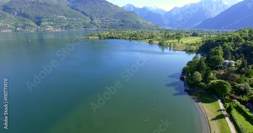 Aerial 4k - Lago di Como (IT) - Colico - Trivio di Fuentes - Foce dell'Adda photo