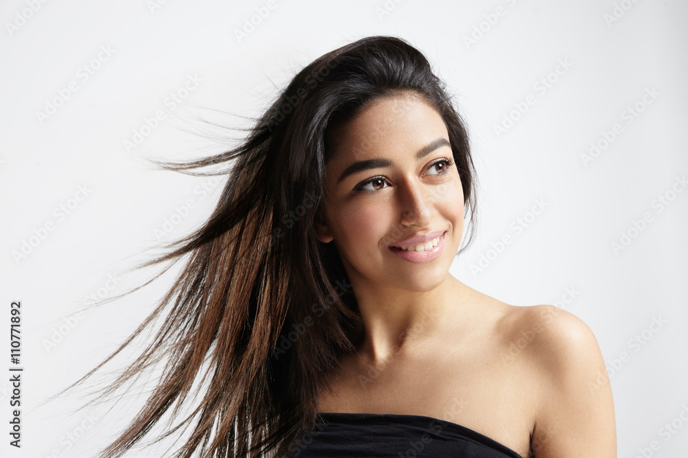 maroccan girl with a blowing hair maroccan girl with a blowing hair