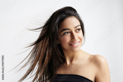 maroccan girl with a blowing hair