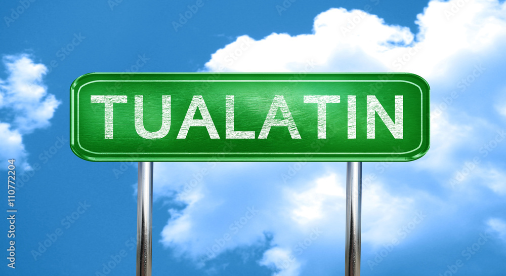 Obraz premium tualatin vintage green road sign with highlights