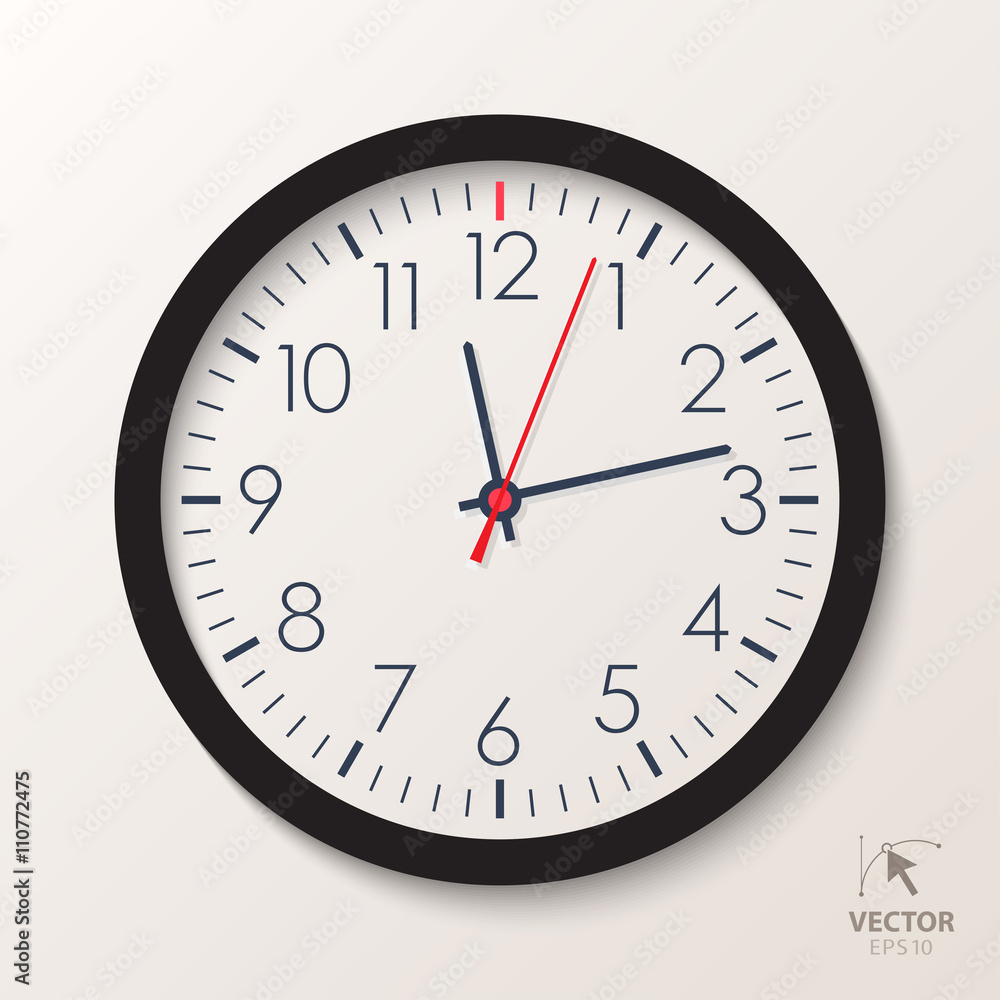 Vector office clock. Classic watch isolated on white background Vector office clock. Classic watch isolated on white background
